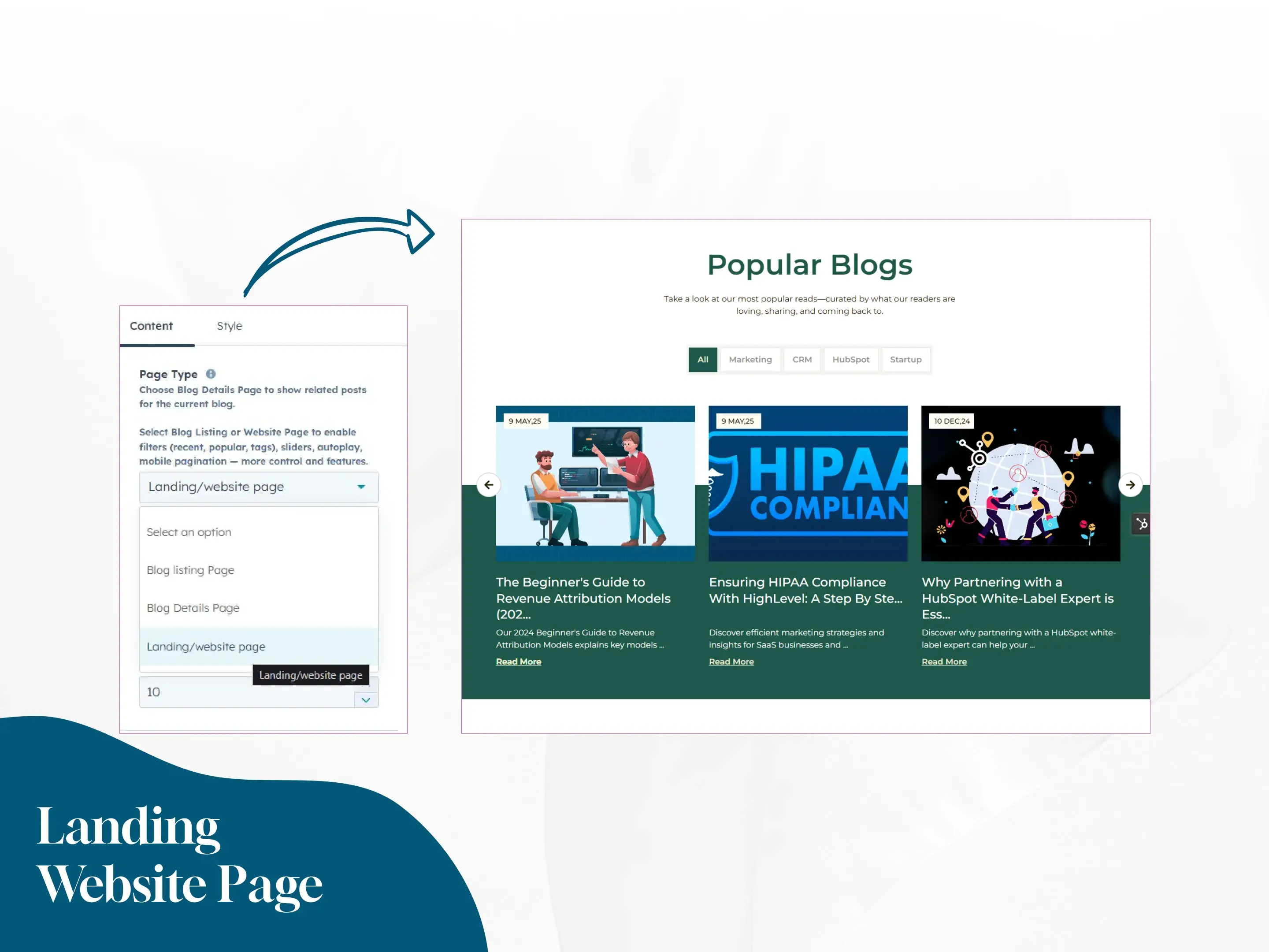 Landing website page