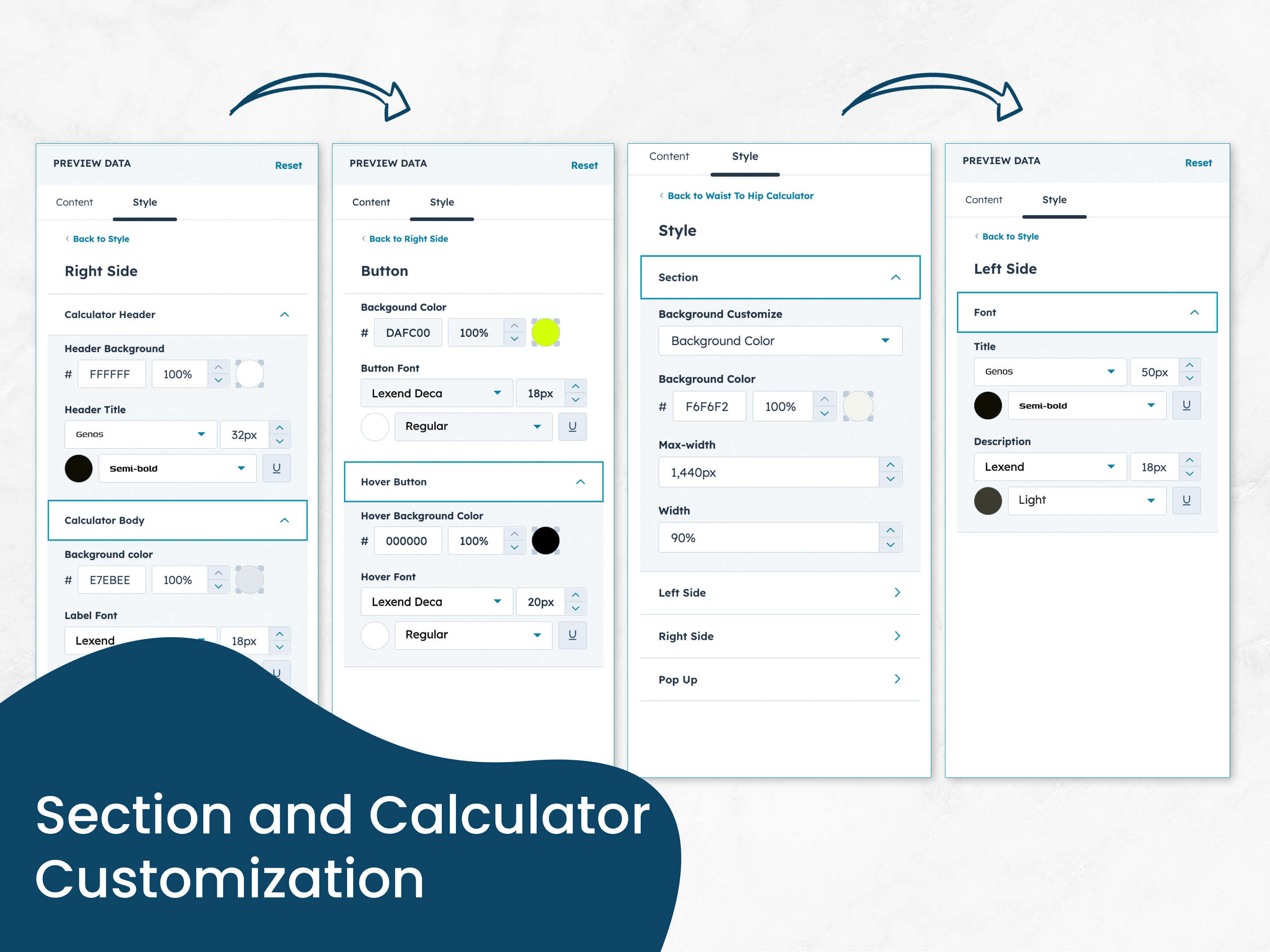 Section and Calculator Customization